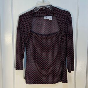 Worthington Women's Long Sleeve Scoop Neck M Pullover Blouse 3/4 Sleeves